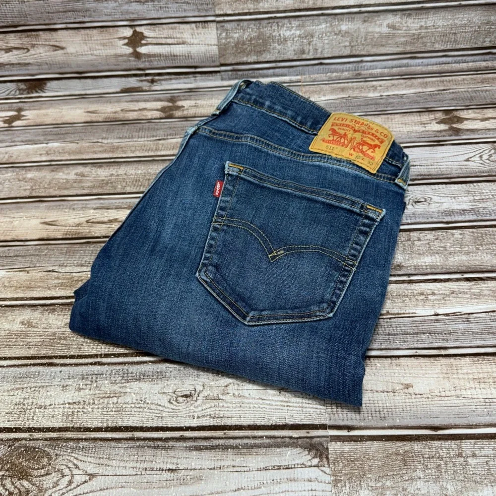 Levi's 511 Slim Fit Jeans Men 33x31 Actual Blue Denim Stretch